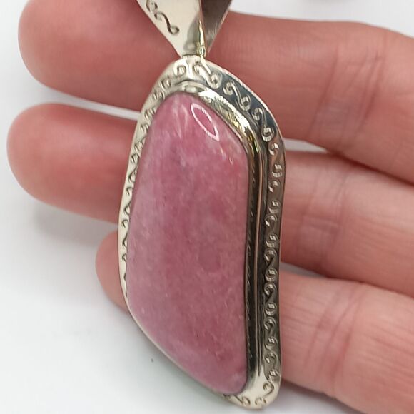Jay King DTR Sterling Silver Purple Rhodonite Beads Necklace Large Pendant - Picture 8 of 10